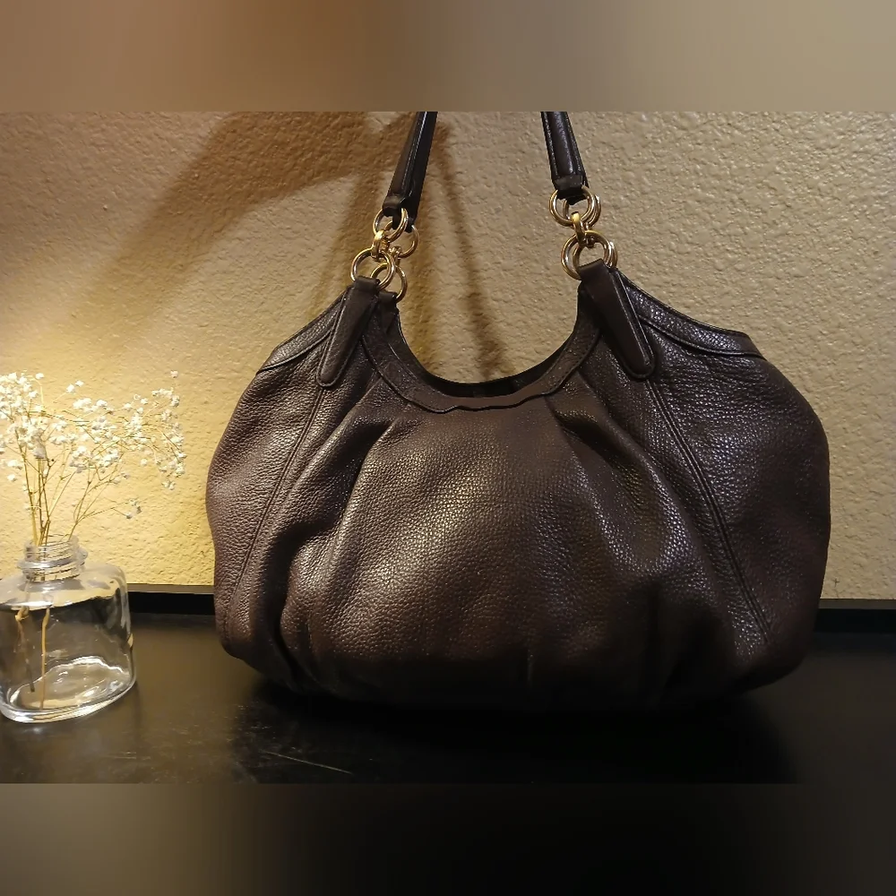 FINAL SALE! Coach Lily Pebbled Leather Shoulder Bag - Oxblood - Picture 3 of 13